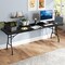 8 Feet Patio Portable Fold-in-Half Table with Robust Metal Legs and Joint Safety Lock